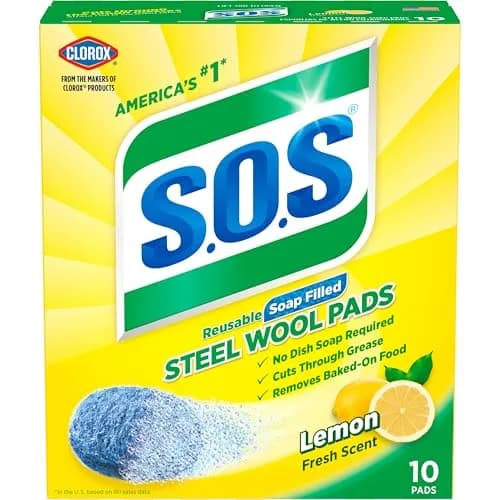 S.O.S Steel Wool Soap Pads Lemon Fresh 10 Count | Powerful Cleaning for Tough Grime thumbnail 1