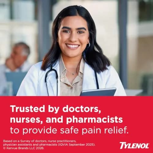 Tylenol Extra Strength Acetaminophen 500 mg Caplets | Fast Pain & Fever Relief for Adults & Kids 12+ thumbnail 4