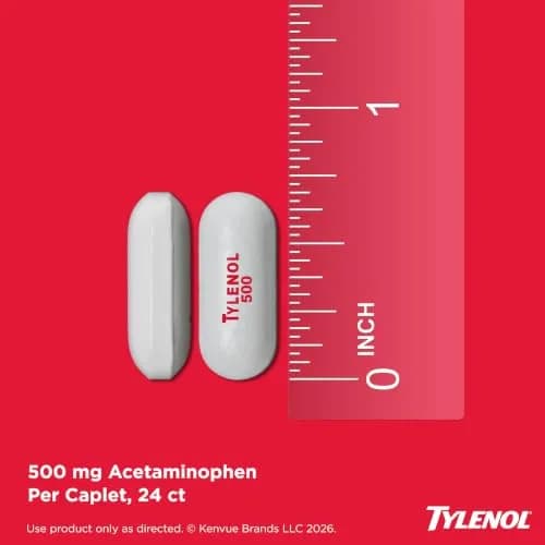 Tylenol Extra Strength Acetaminophen 500 mg Caplets | Fast Pain & Fever Relief for Adults & Kids 12+ thumbnail 5