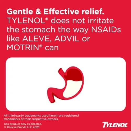 Tylenol Extra Strength Acetaminophen 500 mg Caplets | Fast Pain & Fever Relief for Adults & Kids 12+ thumbnail 3