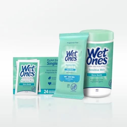 Wet Ones Sensitive Skin Hand & Face Wipes Unscented 40 Count (201 ml) | Hypoallergenic & Paraben Free thumbnail 4