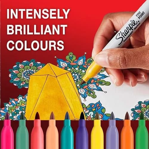 Sharpie Permanent Markers Fine Point - Vibrant Blue Ink - Pack of 12 thumbnail 3