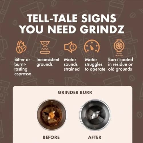 Urnex Grindz Professional Coffee Grinder Cleaning Tablets 102 Count | Cleans Burr and Casing thumbnail 3