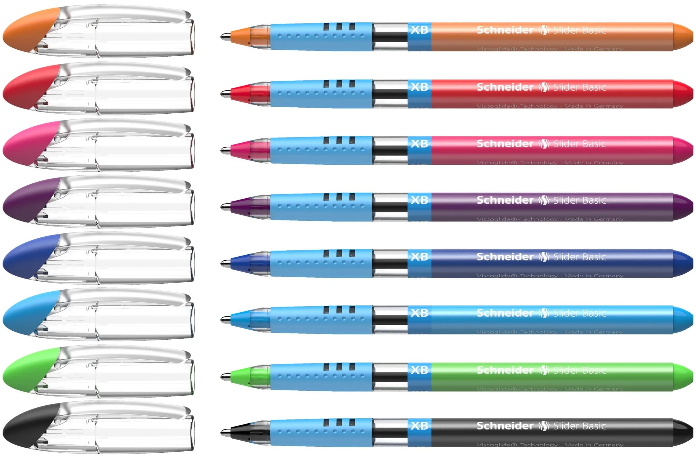 Schneider Slider Basic XB Ballpoint Pen 1.4mm Assorted Colors (8-Pack) | Smooth Viscoglide Ink Flow - main product image