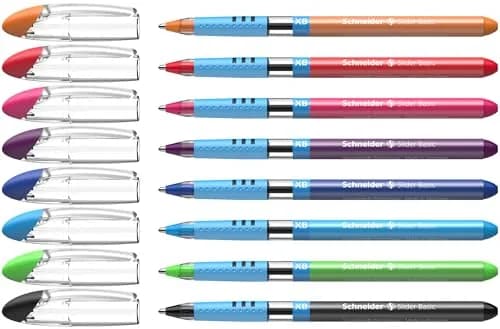 Schneider Slider Basic XB Ballpoint Pen 1.4mm Assorted Colors (8-Pack) | Smooth Viscoglide Ink Flow thumbnail 1