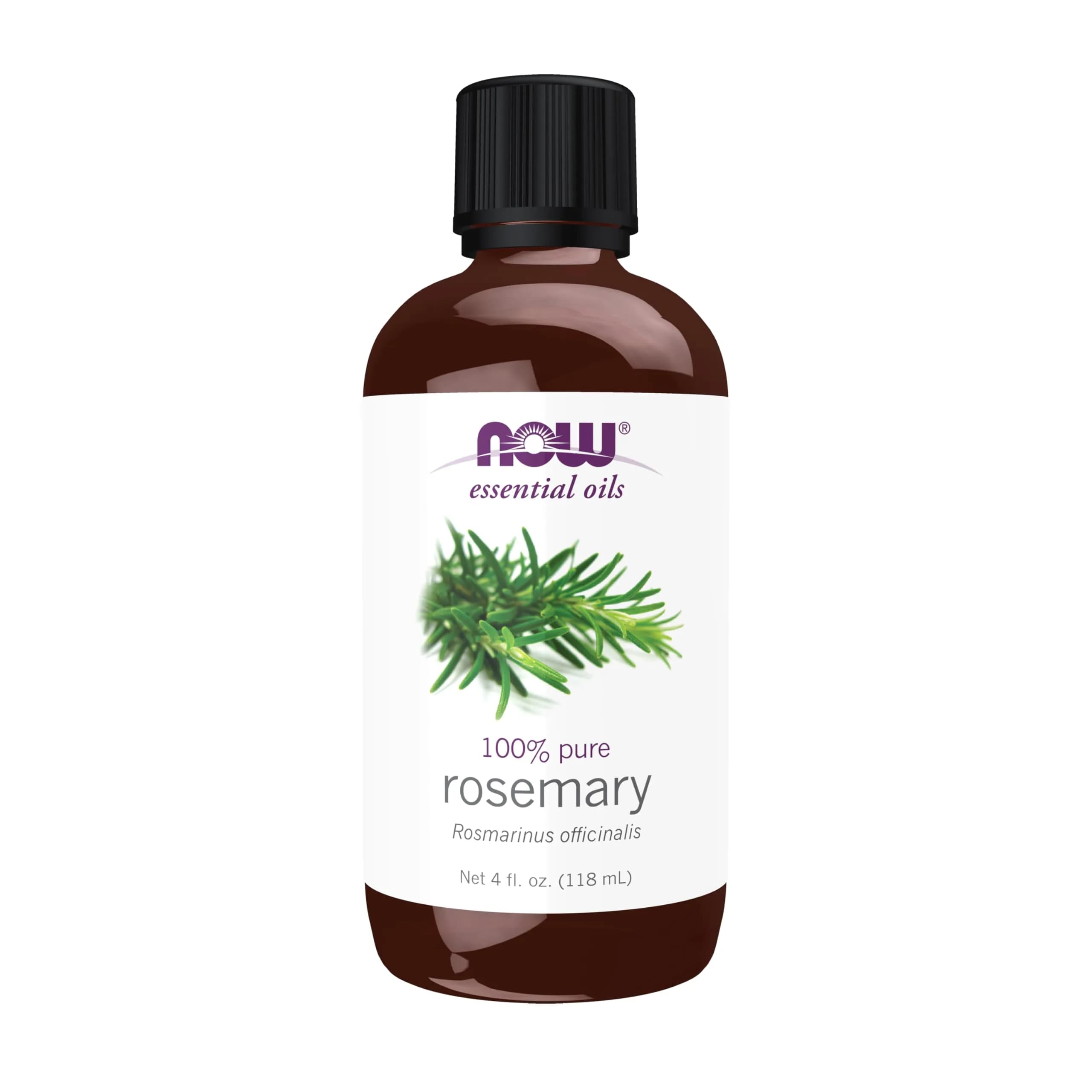 NOW Foods Rosemary Essential Oil 29.57ml (1 fl. oz) | Steam Distilled, Undiluted, Uplifting Aroma — 4 fl oz
