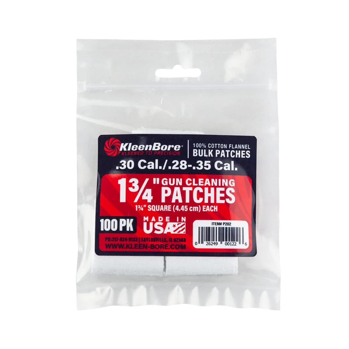 KleenBore 1-3/4" Square Cleaning Patches | Cotton Gun Cleaning Patches for .28-.35 Cal Rifles - main product image