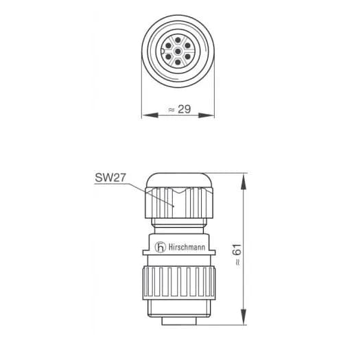 Hirschmann CA6LS Circular Connector Plug, 6-Pin, Cable Mount, 250V | Industrial Grade Connector thumbnail 2