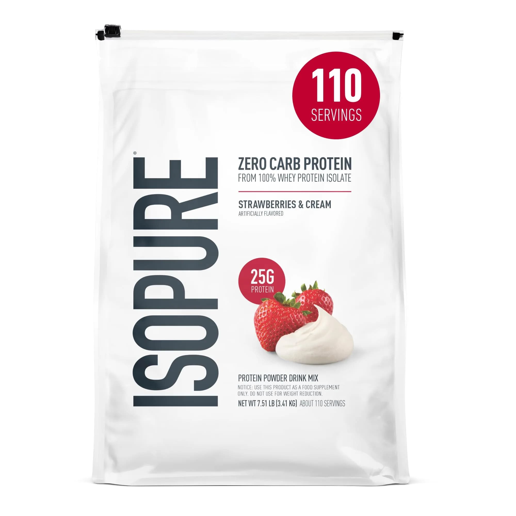 Isopure STRAWBERRIES & CREAM protein powder tub Whey isolate 110 servings