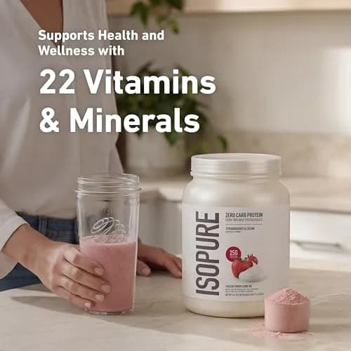 Isopure Zero Carb Whey Protein Isolate Strawberries & Cream 3.4 kg (7.5 Lbs) | 25g Protein Per Serving, Gluten & Lactose Free thumbnail 5