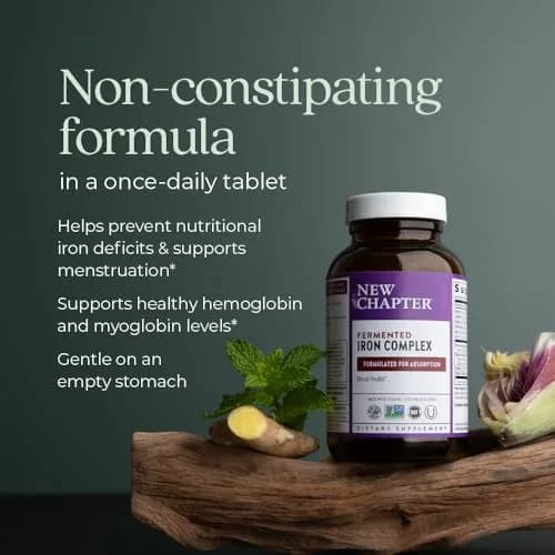 New Chapter Fermented Iron Complex, 60 Count | Whole-Food Fermented Iron for Absorption & Blood Support thumbnail 4