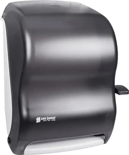 San Jamar T1100TBK Lever Roll Towel Dispenser w/o Transfer Mechanism- Black | Durable Plastic, Wall Mount, Easy Refill thumbnail 1