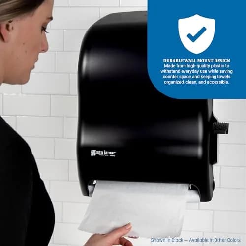 San Jamar T1100TBK Lever Roll Towel Dispenser w/o Transfer Mechanism- Black | Durable Plastic, Wall Mount, Easy Refill thumbnail 4