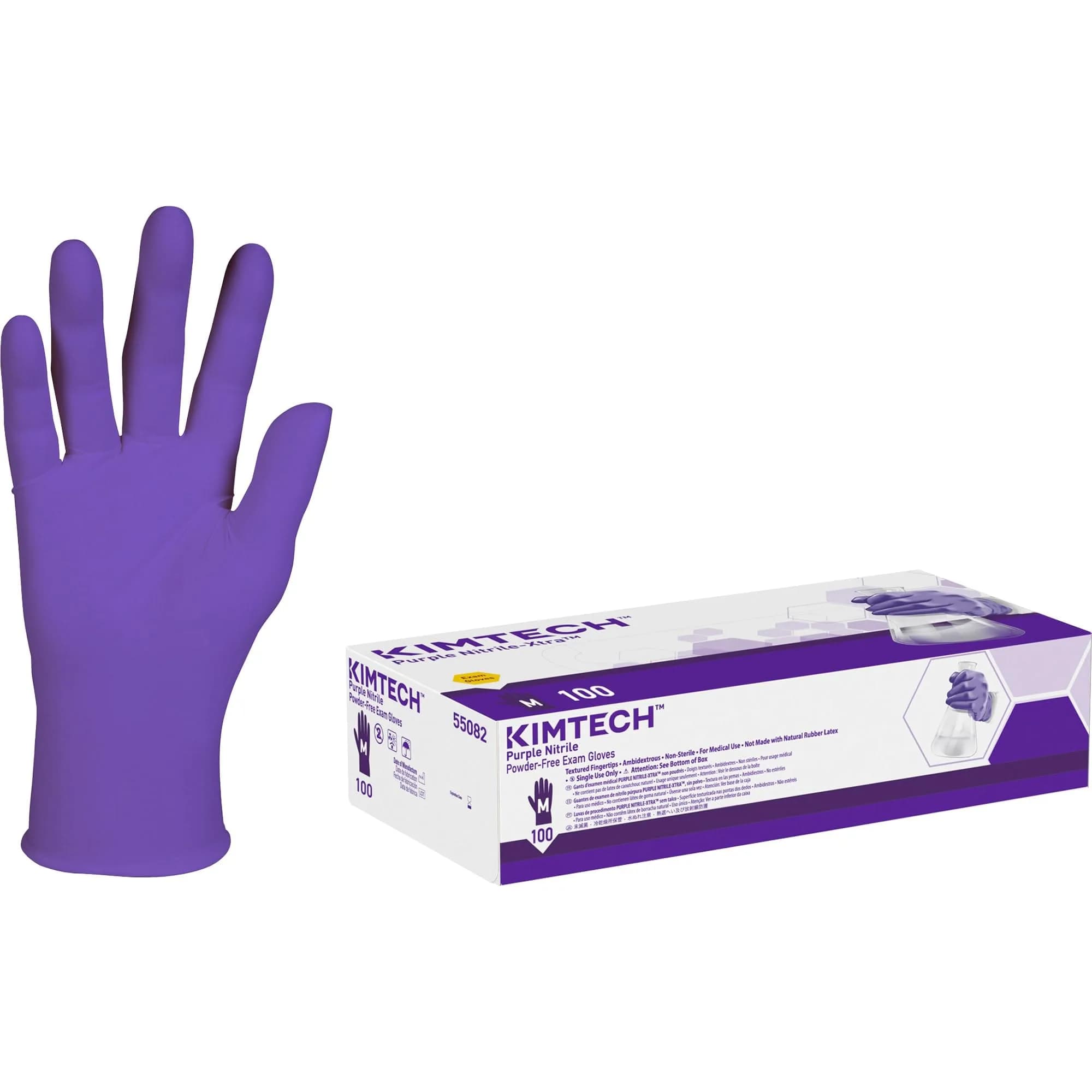 Halyard Health Professional 55082 Purple Nitrile Exam Gloves, 242 mm (9.5") Length, Medium, Box of 100 | Medical Grade Nitrile Gloves for Professionals - main product image