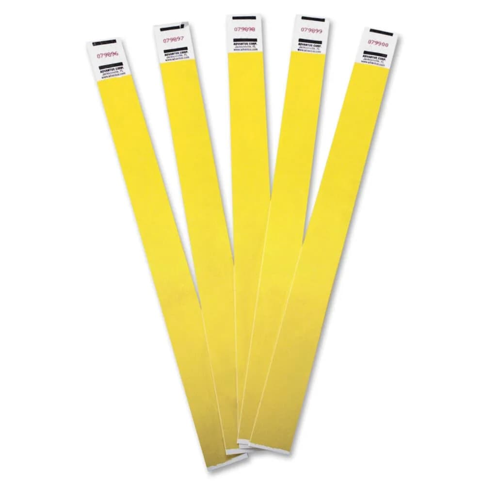 Advantus Tyvek Numbered Wristbands Yellow 100-Pack | Crowd Management Solution — Yellow