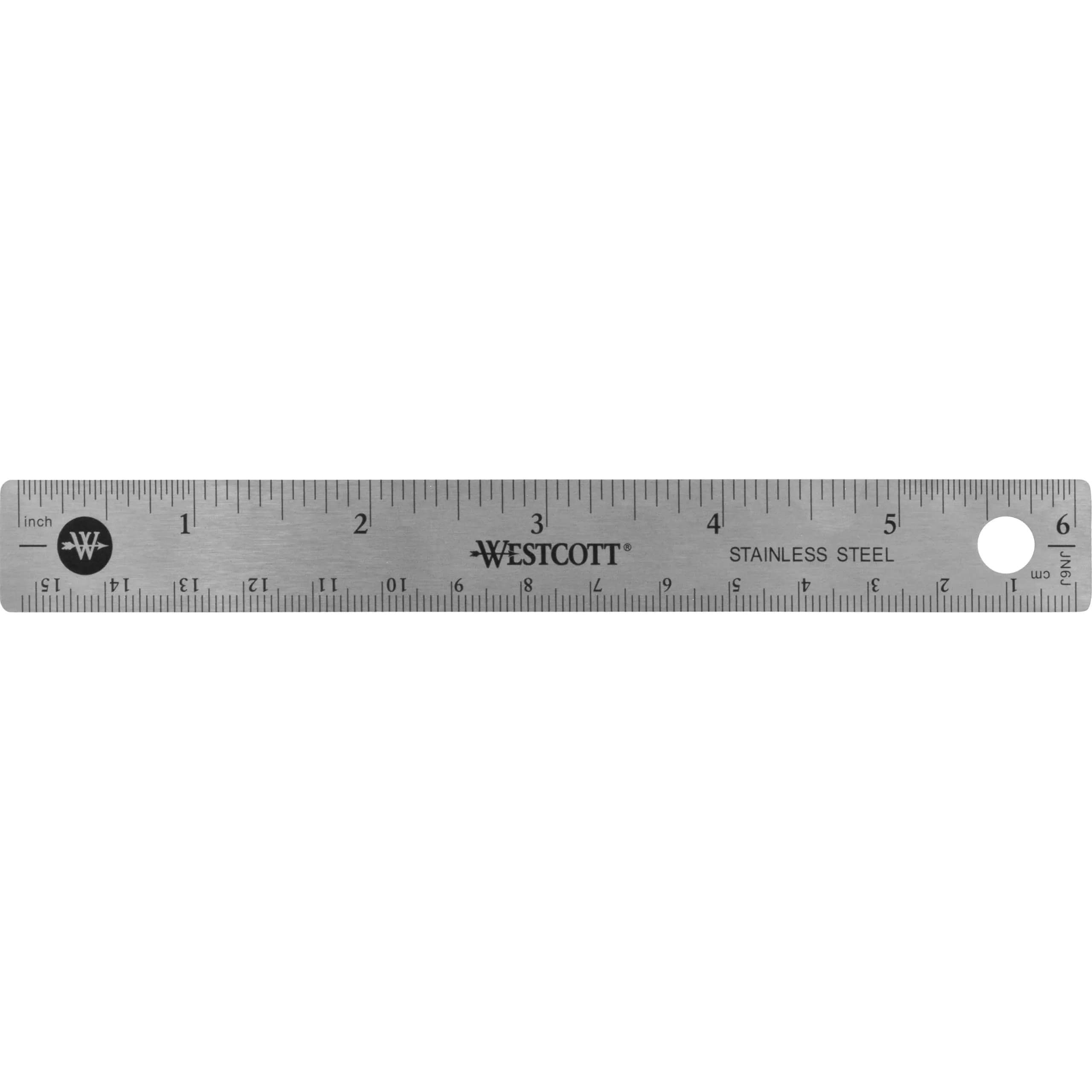 Westcott Stainless Steel Metal Ruler with Non-Slip Cork Base, 6 Inch (15.24 cm) | Precision Measurement Tool
