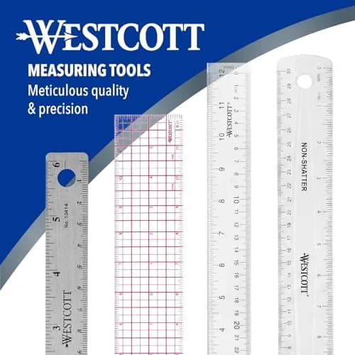 Westcott Stainless Steel Metal Ruler with Non-Slip Cork Base, 6 Inch (15.24 cm) | Precision Measurement Tool thumbnail 5