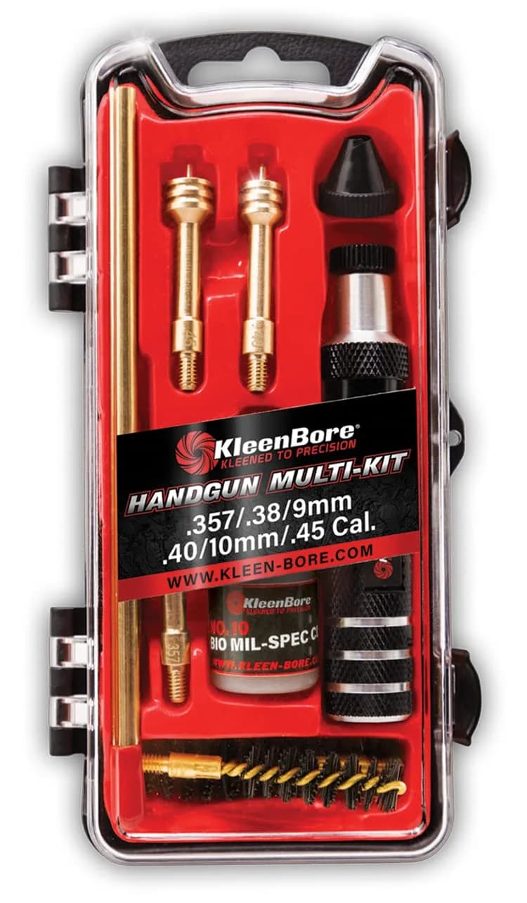 KleenBore Multi-Pistol Cleaning Kit .38/.40/.45 Caliber with Brass Rod & CLP | 8 oz (227 g) - main product image