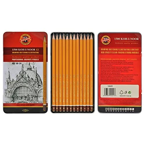 Koh-I-Noor Toison d'Or Graphite Pencil Artist Set, 8B-2H Degrees, 12 Pencils in Tin, 1 Each | Professional Drawing Tools thumbnail 1