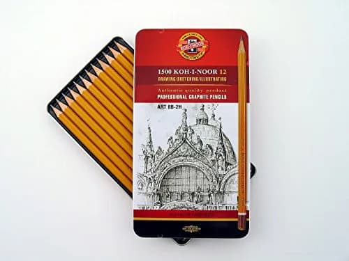 Koh-I-Noor Toison d'Or Graphite Pencil Artist Set, 8B-2H Degrees, 12 Pencils in Tin, 1 Each | Professional Drawing Tools thumbnail 2