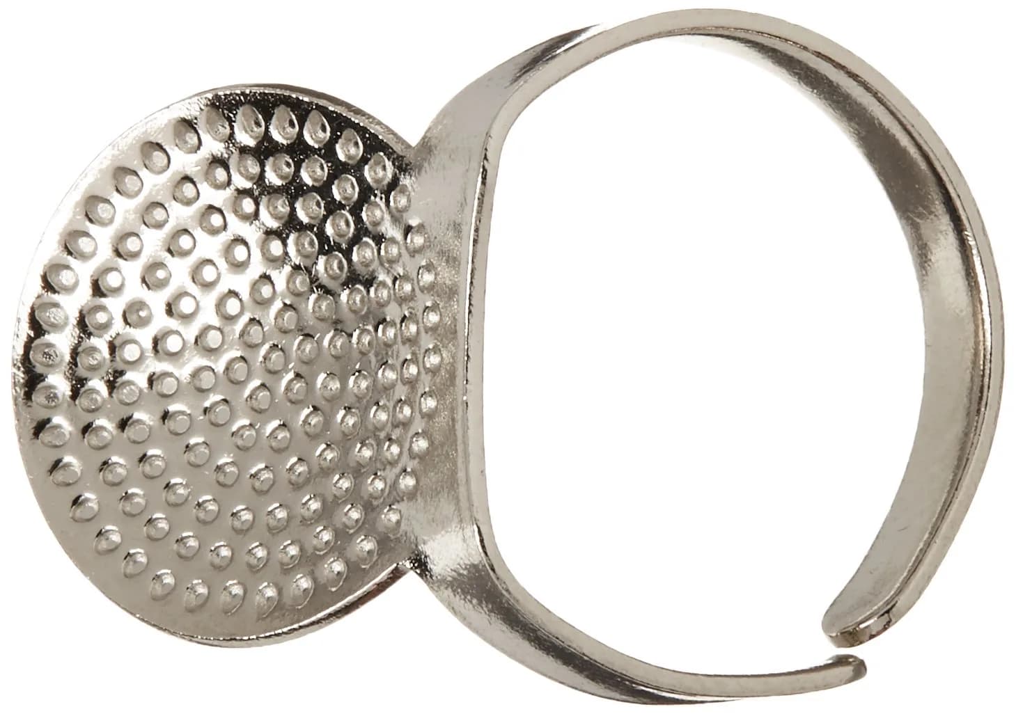 Clover 611 Adjustable Ring Thimble with Plate, #22 Brass | Sashiko & Long Running Stitches — White