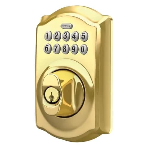 Schlage Electronic Keypad Deadbolt Lock Camelot Bright Brass | Keyless Security & Easy Install thumbnail 5