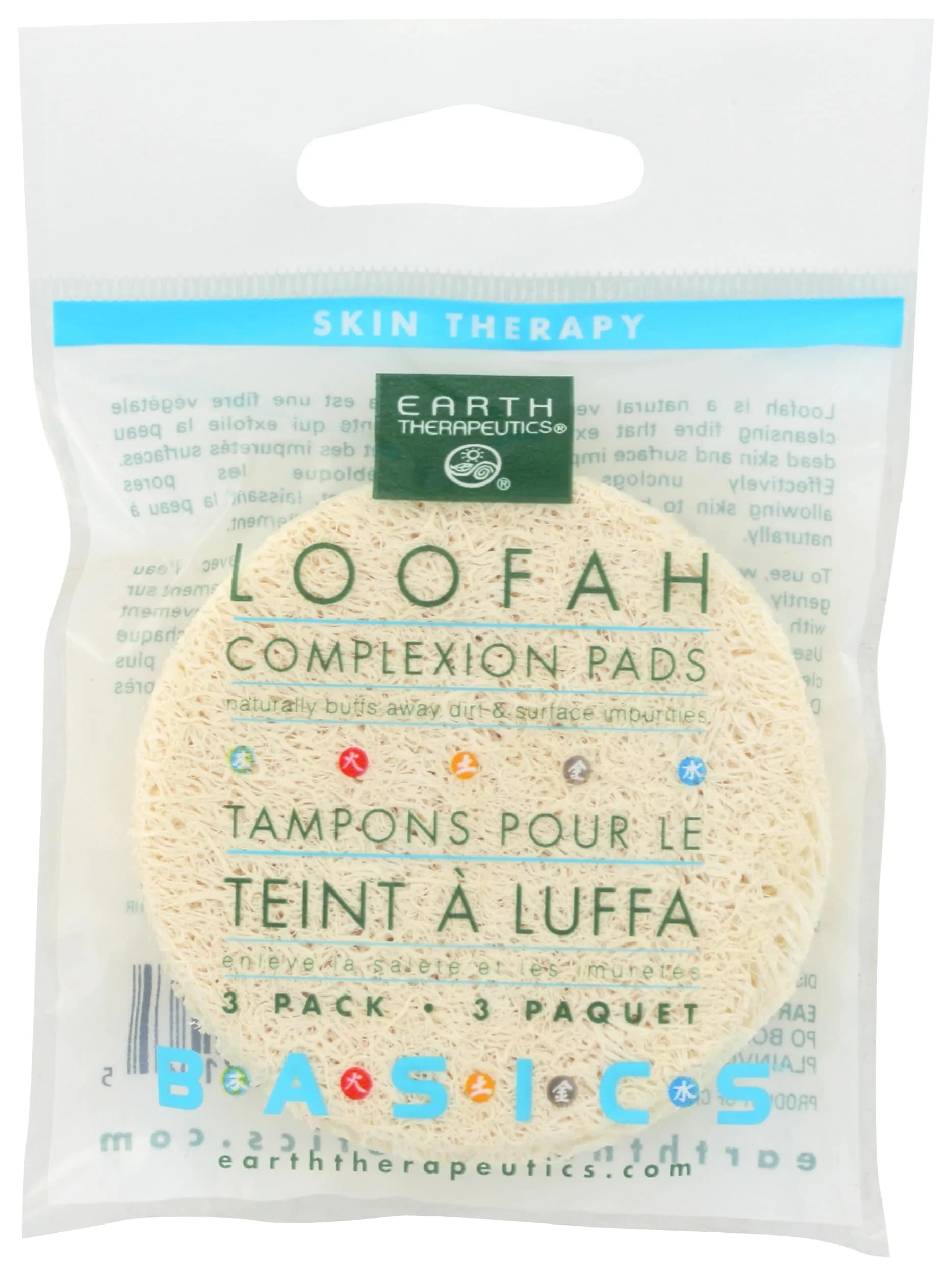 Earth Therapeutics Complexion Pads Loofah | Natural Exfoliation for Face & Body - main product image