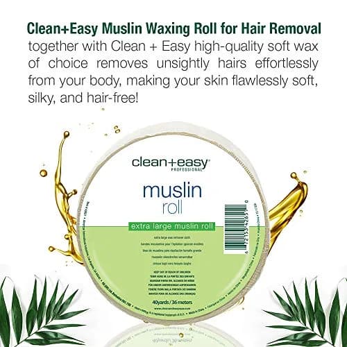 Clean + Easy Muslin Wax Strips – Extra Large Wax Roll for Full Body & Facial Hair Removal, 3.5" x 40 Yards thumbnail 4