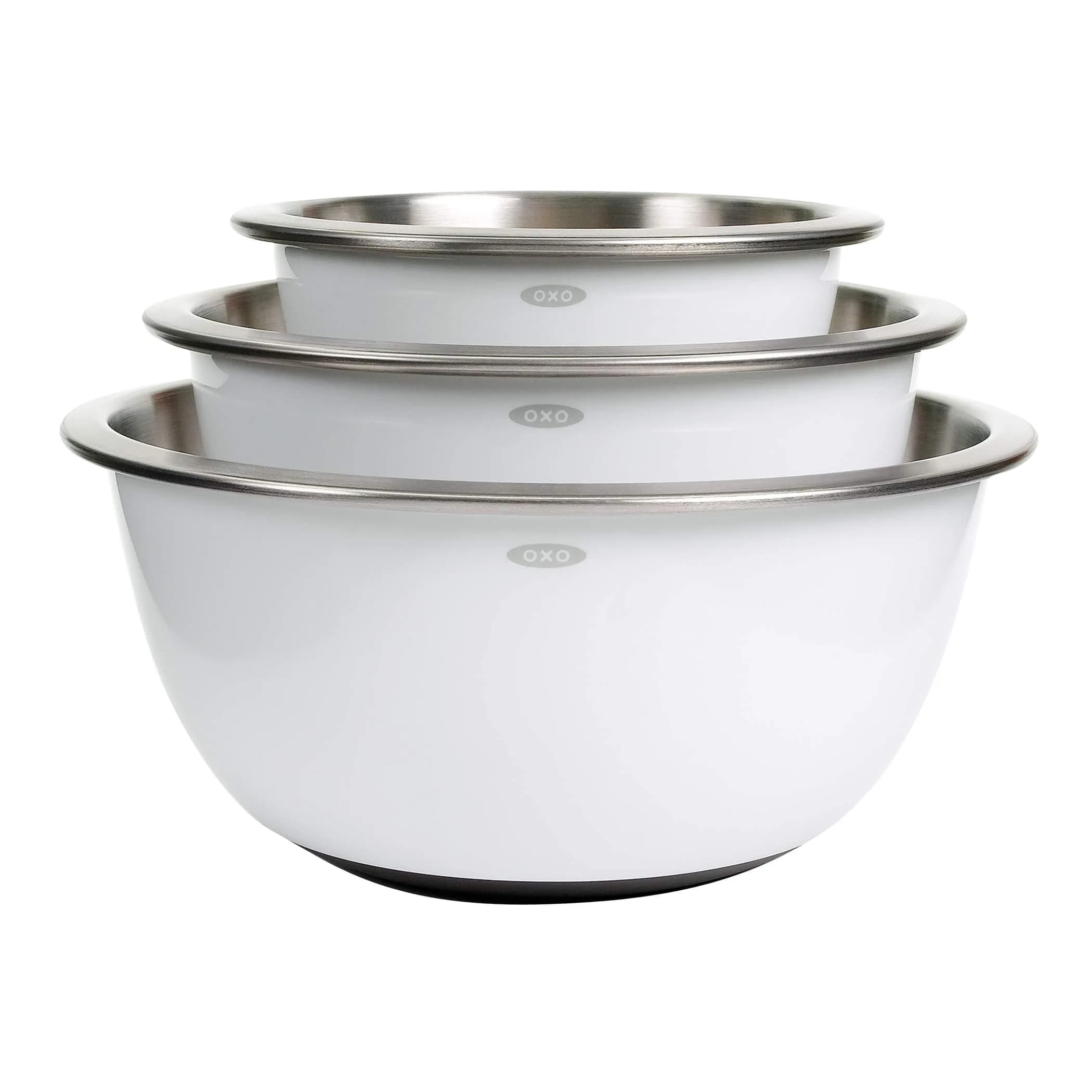 OXO Good Grips Stainless Steel Mixing Bowl Set - 3-Piece, 1.9L (1.5qt) / 2.8L (3qt) / 4.7L (5qt) | Nesting Bowls for Baking & Cooking - main product image