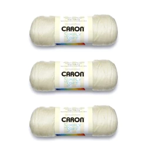 Caron Simply Soft Yarn (4) Medium Gauge 6 oz Off White | 100% Acrylic, Machine Wash & Dry thumbnail 1