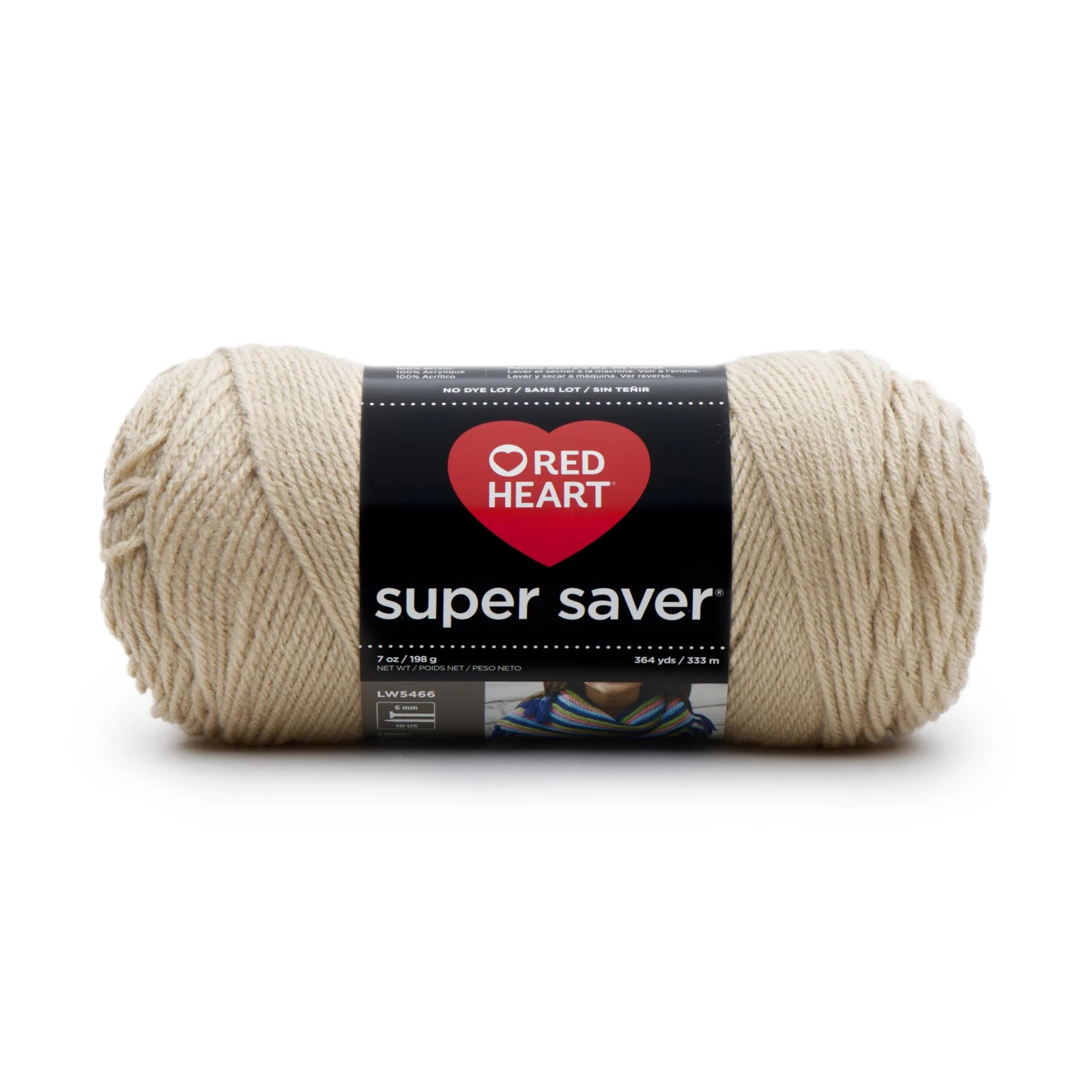 Red Heart Super Saver Yarn, Buff, 198g (7oz) | 364 Yards Medium Worsted Weight Acrylic