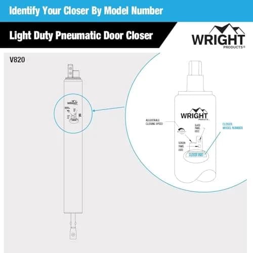 Wright Products Pneumatic Door Closer, Medium | Aluminum for Out-Swinging Doors thumbnail 5