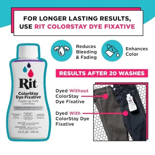 Rit All-Purpose Liquid Dye, Denim Blue 236ml (8 Fl Oz) | Vibrant Color for Natural Fabrics thumbnail 5