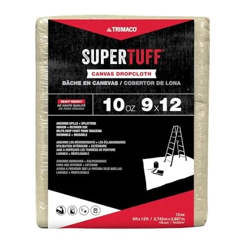 Trimaco SuperTuff Drop Cloth 9ft x 12ft Tan | Contractor Grade Canvas for Painting & DIY thumbnail 1