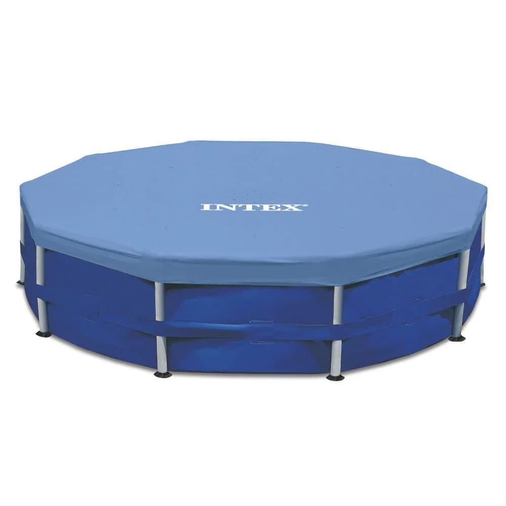 Intex 10ft Round Pool Cover | Blue PVC with Drawstring & Drain Holes — 9' (Round)
