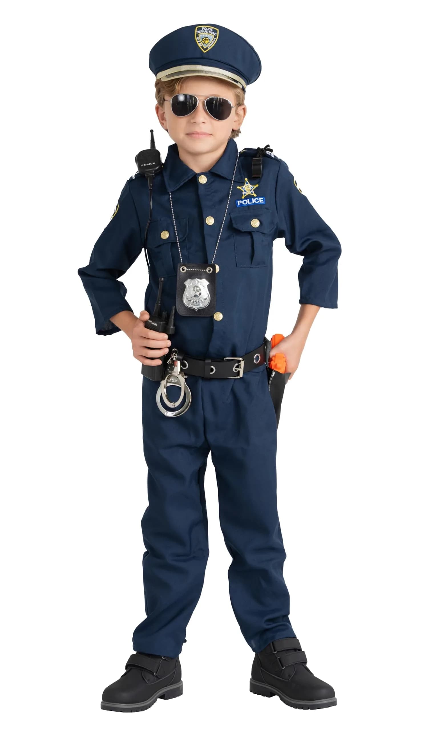 Dress Up America Police Officer Child Costume Set with Accessories, Blue, X-Large (152+ cm Height) | Award-Winning Pretend Play Uniform