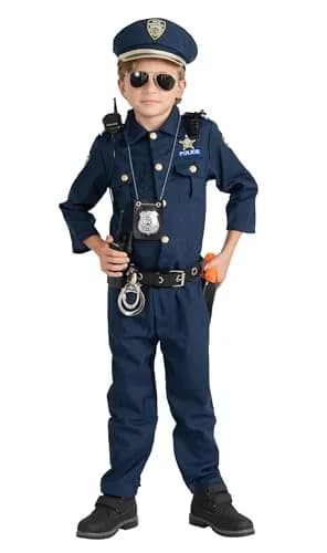 Dress Up America Police Officer Child Costume Set with Accessories, Blue, X-Large (152+ cm Height) | Award-Winning Pretend Play Uniform thumbnail 1