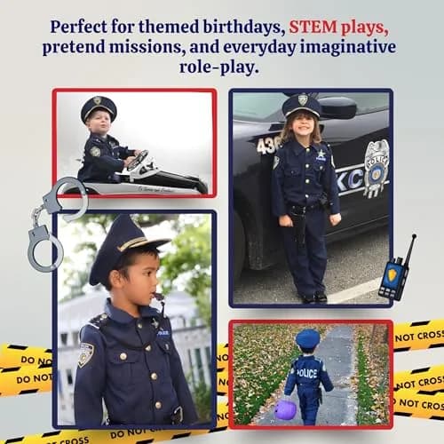 Dress Up America Police Costume for Kids - Medium (11-Piece Set) | Realistic Cop Uniform with Accessories thumbnail 6
