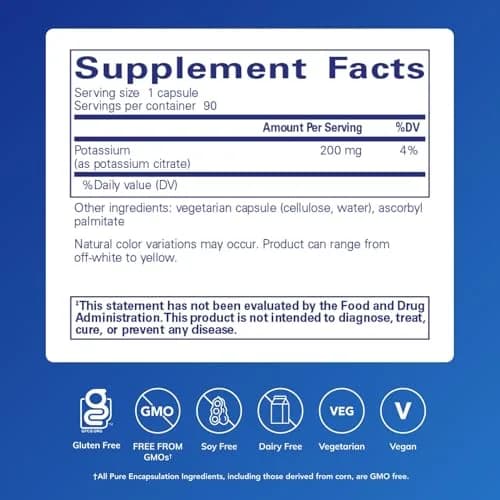 Pure Encapsulations Potassium (Citrate), 90 Capsules | Supports Heart & Nerve Function thumbnail 2