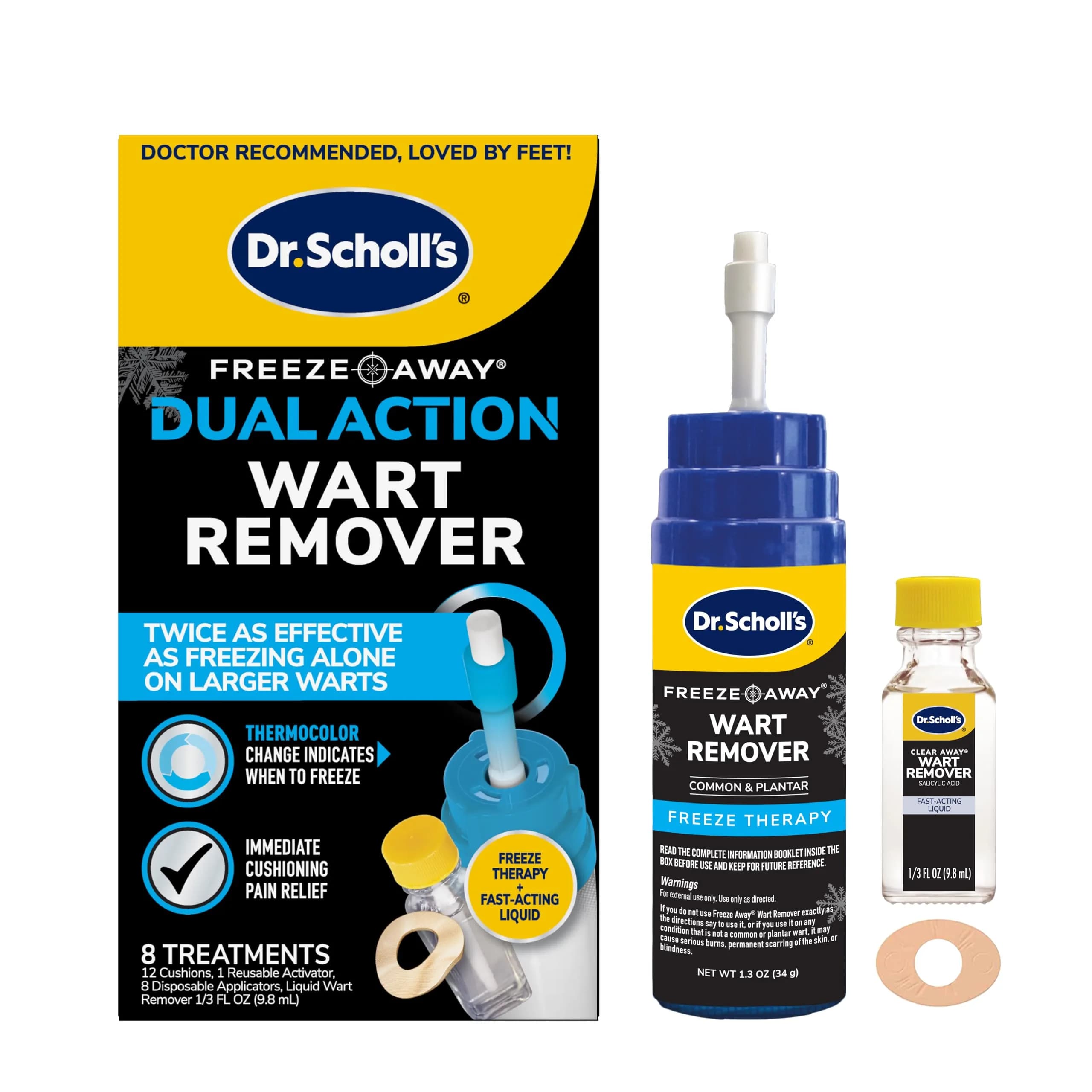 Dr. Scholl's Wart Remover Dual Action 8 Pack | Fast & Safe for Kids 4+ - main product image