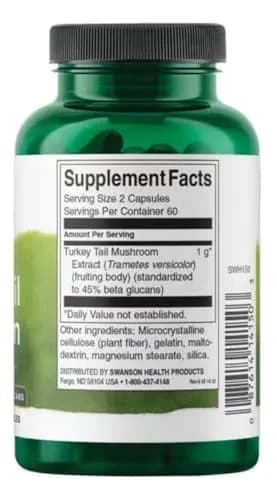 Swanson Turkey Tail Mushroom Herbal Supplement 500 mg 120 Capsules | Supports Immune System & Cellular Health thumbnail 2