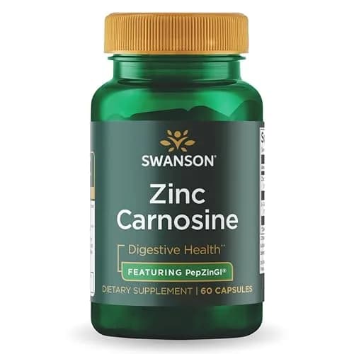 Swanson Zinc Carnosine PepZinGI Gastric Health Supplement 60 Capsules | Supports Stomach Lining & Digestive Wellness thumbnail 1
