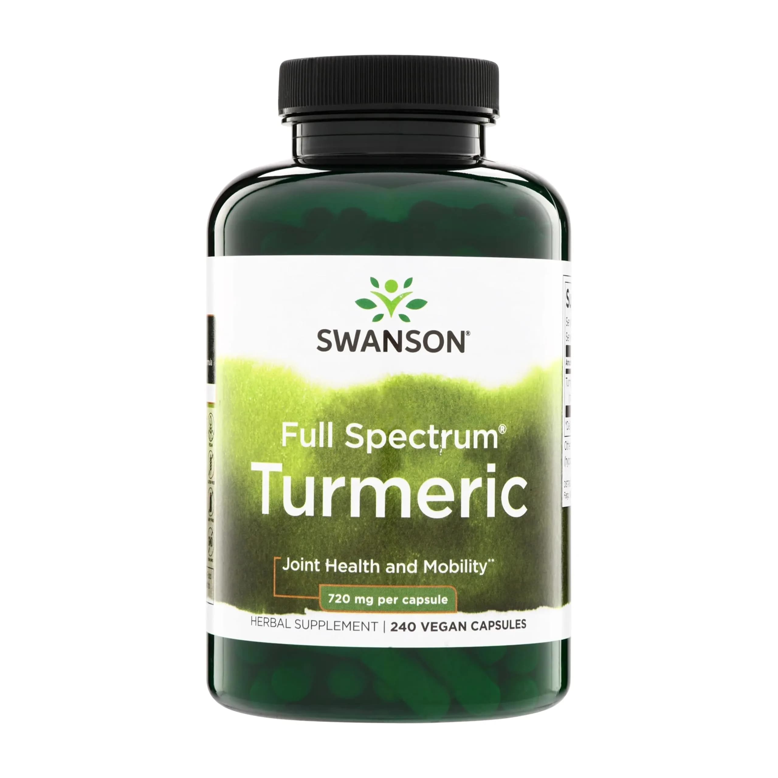 Swanson Full Spectrum Turmeric Curcumin Supplement, 240 Vegan Capsules | Supports Liver, Joints & Brain - main product image