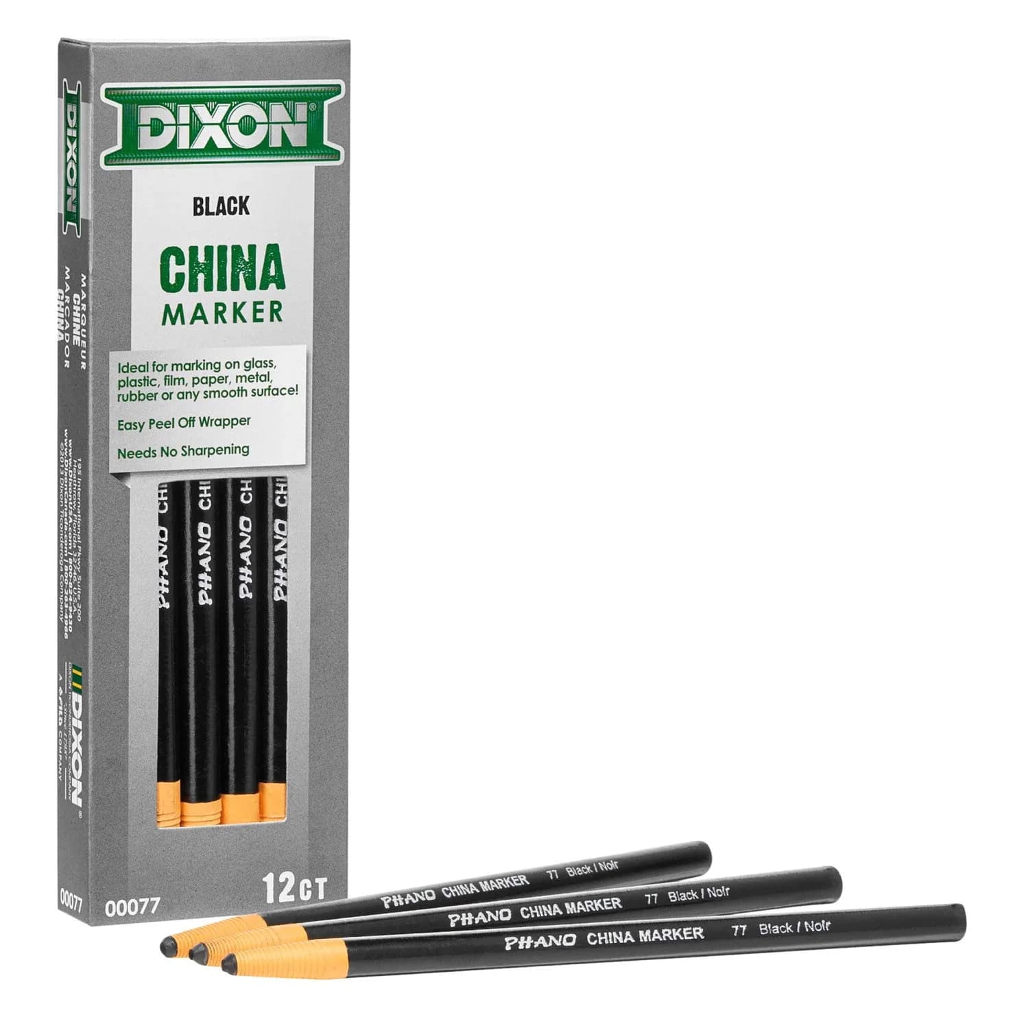 MARSHALLTOWN Dixon China Marker Black 12 Count (Pack of 1) | Marks Glass, Plastic, Film & Smooth Surfaces — Black
