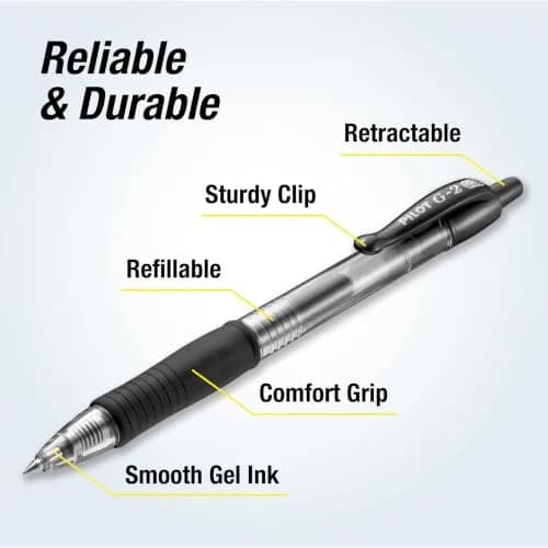 PILOT G2 Premium Retractable Gel Pens, 0.38mm Ultra Fine Point, Black Ink, 12-Pack | Smooth Writing Instrument for Students & Professionals thumbnail 5
