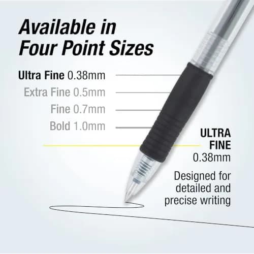 PILOT G2 Premium Retractable Gel Pens, 0.38mm Ultra Fine Point, Black Ink, 12-Pack | Smooth Writing Instrument for Students & Professionals thumbnail 6