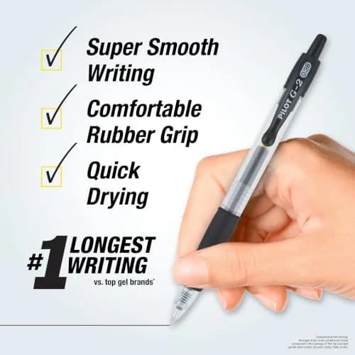 PILOT G2 Premium Retractable Gel Pens, 0.38mm Ultra Fine Point, Black Ink, 12-Pack | Smooth Writing Instrument for Students & Professionals thumbnail 2