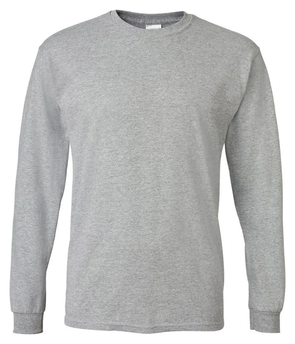 Gildan Men's 5.5 oz., 50/50 Long-Sleeve T-Shirt, Ash Grey, Medium | Classic Cotton-Polyester Blend for Daily Comfort - main product image