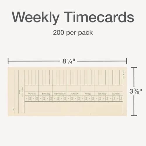 Adams Time Cards Weekly 2-Sided 3-3/8" x 8-1/4" Manila Green/Red Print | Professional Time Tracking Tool thumbnail 2