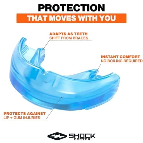 Shock Doctor Orthodontic Mouth Guard for Braces, Adult & Youth Sizes, Blue | Sports Upper Teeth Protection thumbnail 3